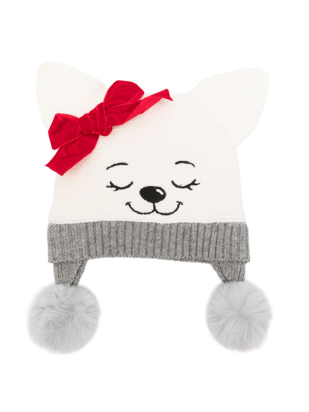 Berretto per neonata Monnalisa Kids bianco con fiocco e orecchie a gatto 39H006 8060 0132 MONNALISA KIDS