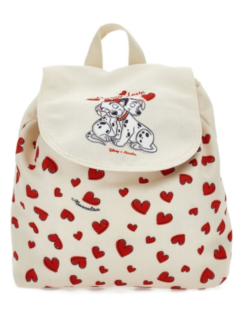 Zaino per bambina Monnalisa Kids x Disney beige con stampa cuori all-over 39H008 8721 0143 MONNALISA KIDS