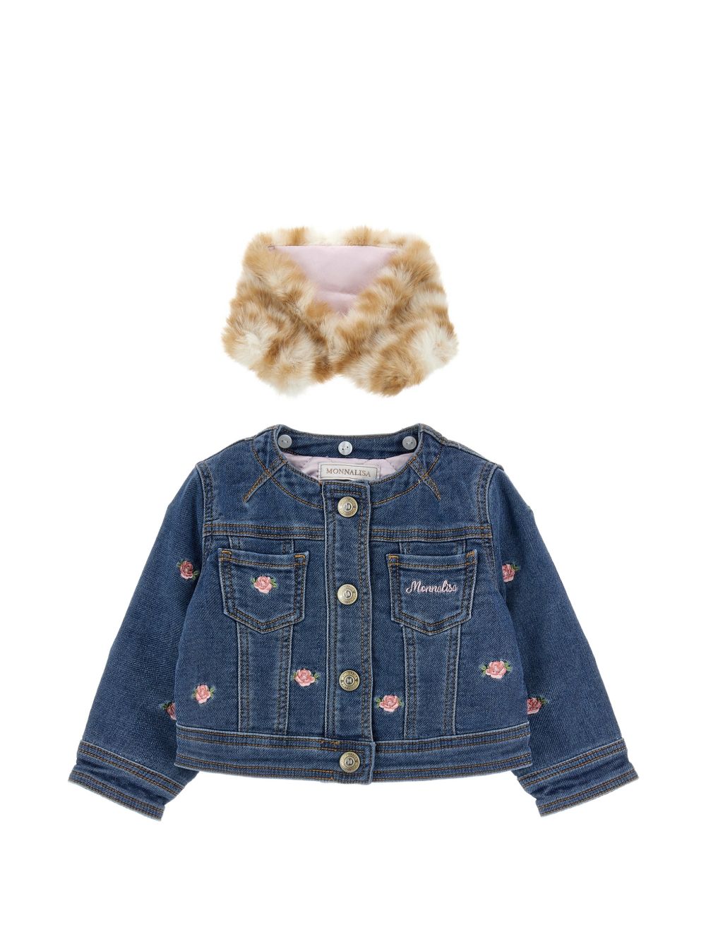 Giacca per neonata Monnalisa Kids in denim con ricamo 39H104 8042NB 0055 MONNALISA KIDS