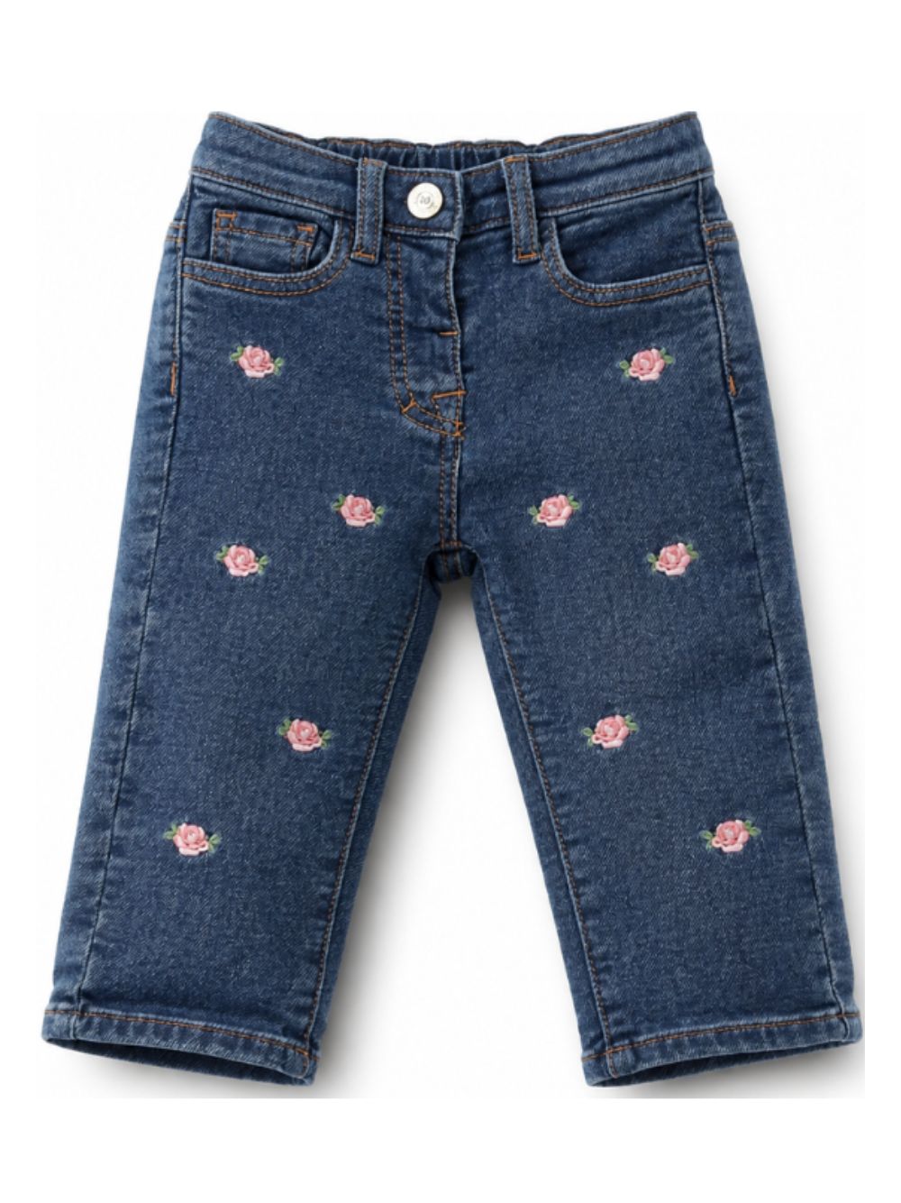 Jeans per neonata Monnalisa Kids blu con ricamo a fiori 39H401 8042 0055 MONNALISA KIDS