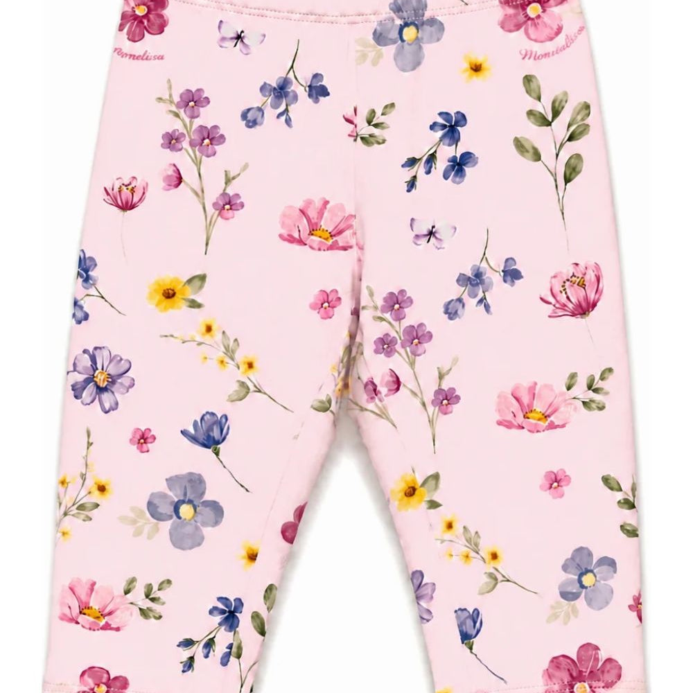 Leggings per neonata Monnalisa Kids rosa con stampa a fiori 39H406NP 8029 0063 MONNALISA KIDS