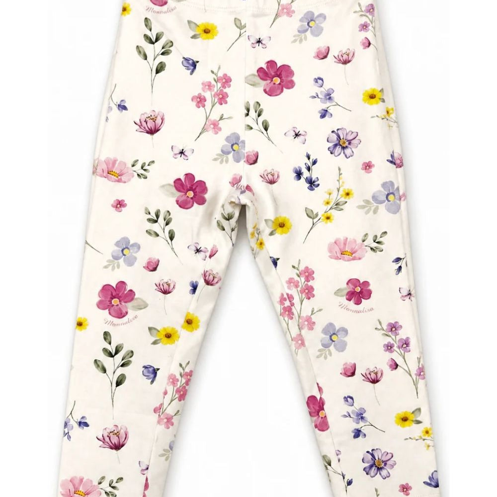 Leggings per neonata Monnalisa Kids bianchi con stampa a fiori 39H406NP 8029 029F MONNALISA KIDS