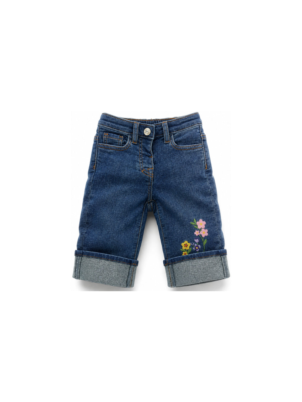 Jeans per neonata Monnalisa Kids denim con ricamo a fiori 39H408 8042 0055 MONNALISA KIDS