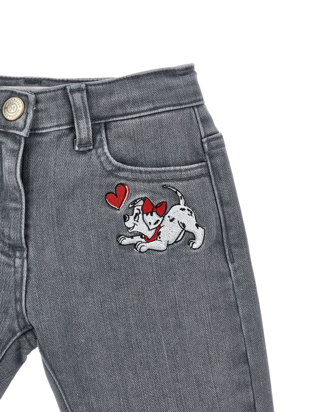 Pantaloni per neonata Monnalisa Kids x Disney grigi con ricamo dalmata 39H409 8708 0033 MONNALISA KIDS