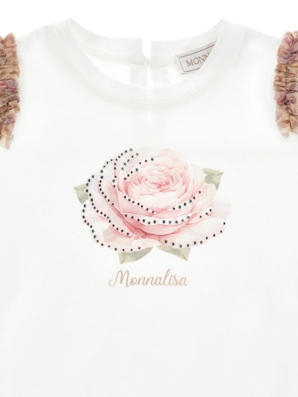 T-shirt per neonata Monnalisa Kids bianca con dettagli ruches 39H602 8002 0001 MONNALISA KIDS