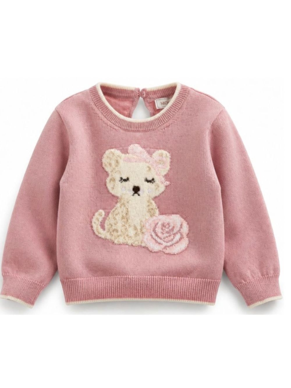 Maglione per neonata Monnalisa Kids rosa con motivo ricamato 39H605 8060 094F MONNALISA KIDS