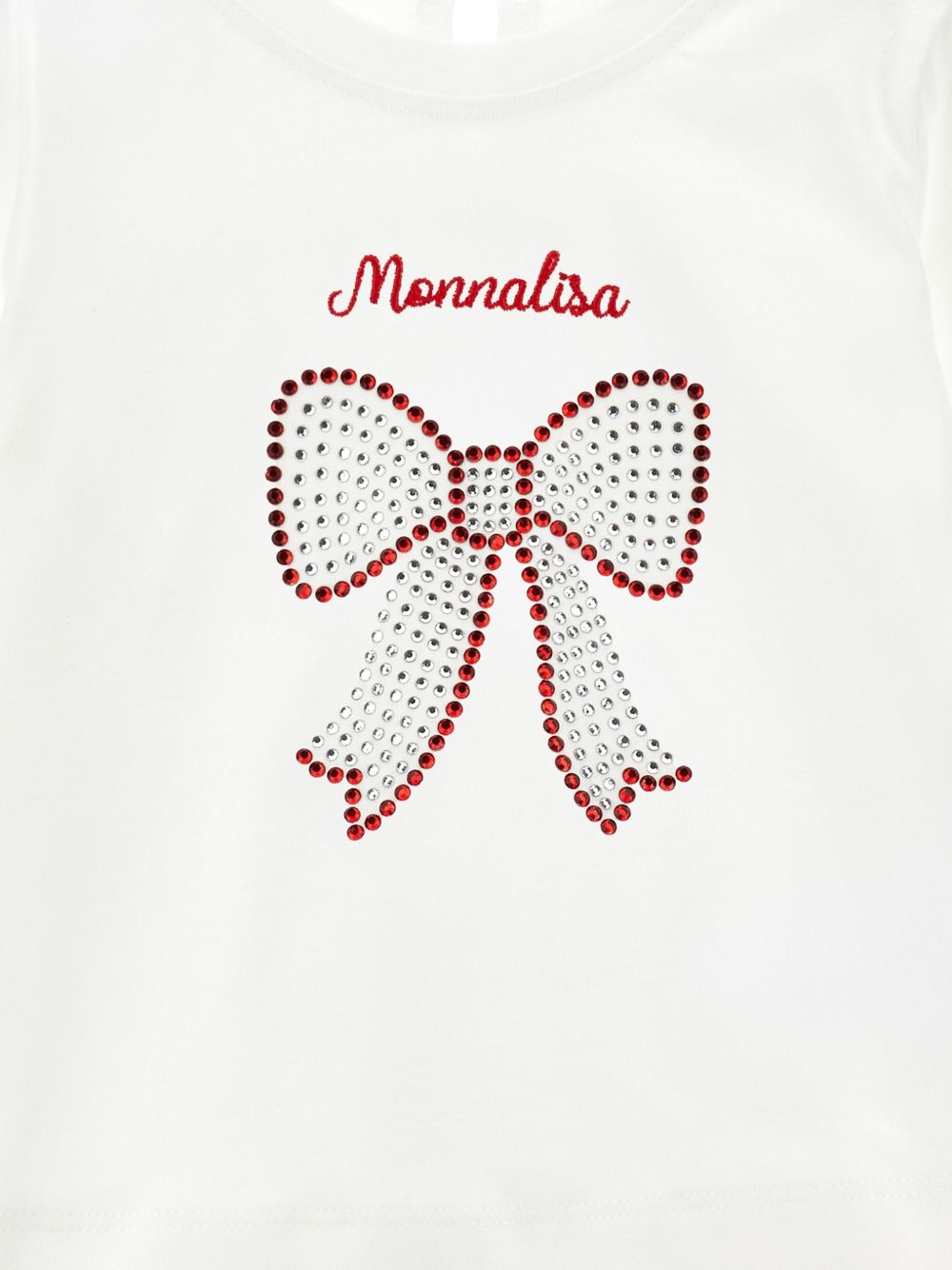 T-shirt per neonata Monnalisa Kids bianca con fiocco e strass 39H620 8002 0143 MONNALISA KIDS