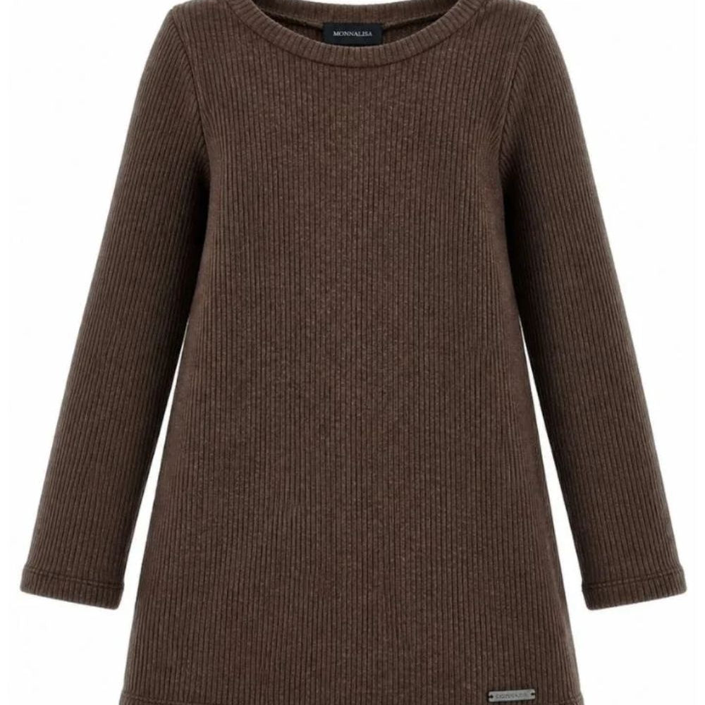 Abito per bambina Monnalisa Kids marrone a coste a maniche lunghe 41H903 8214 0006 MONNALISA KIDS
