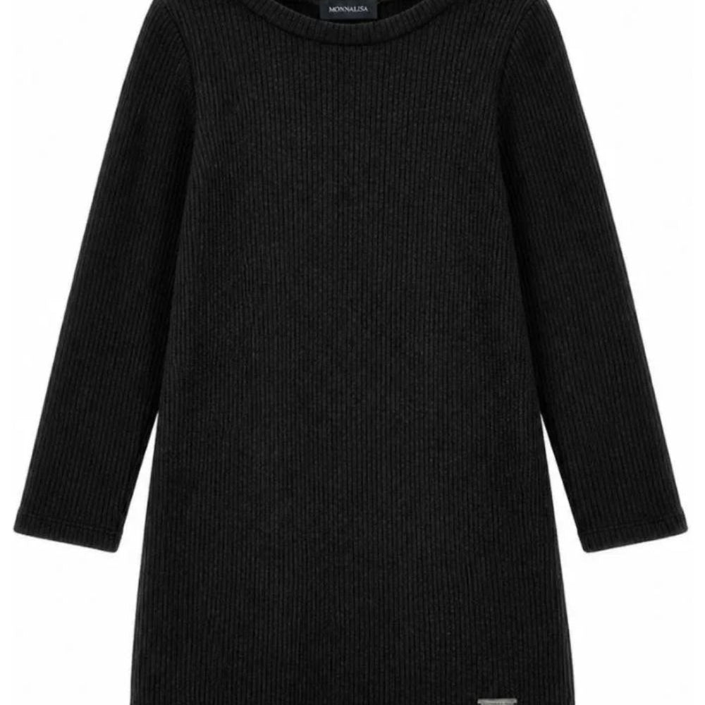 Abito per bambina Monnalisa Kids nero a coste a maniche lunghe 41H903 8214 0050 MONNALISA KIDS