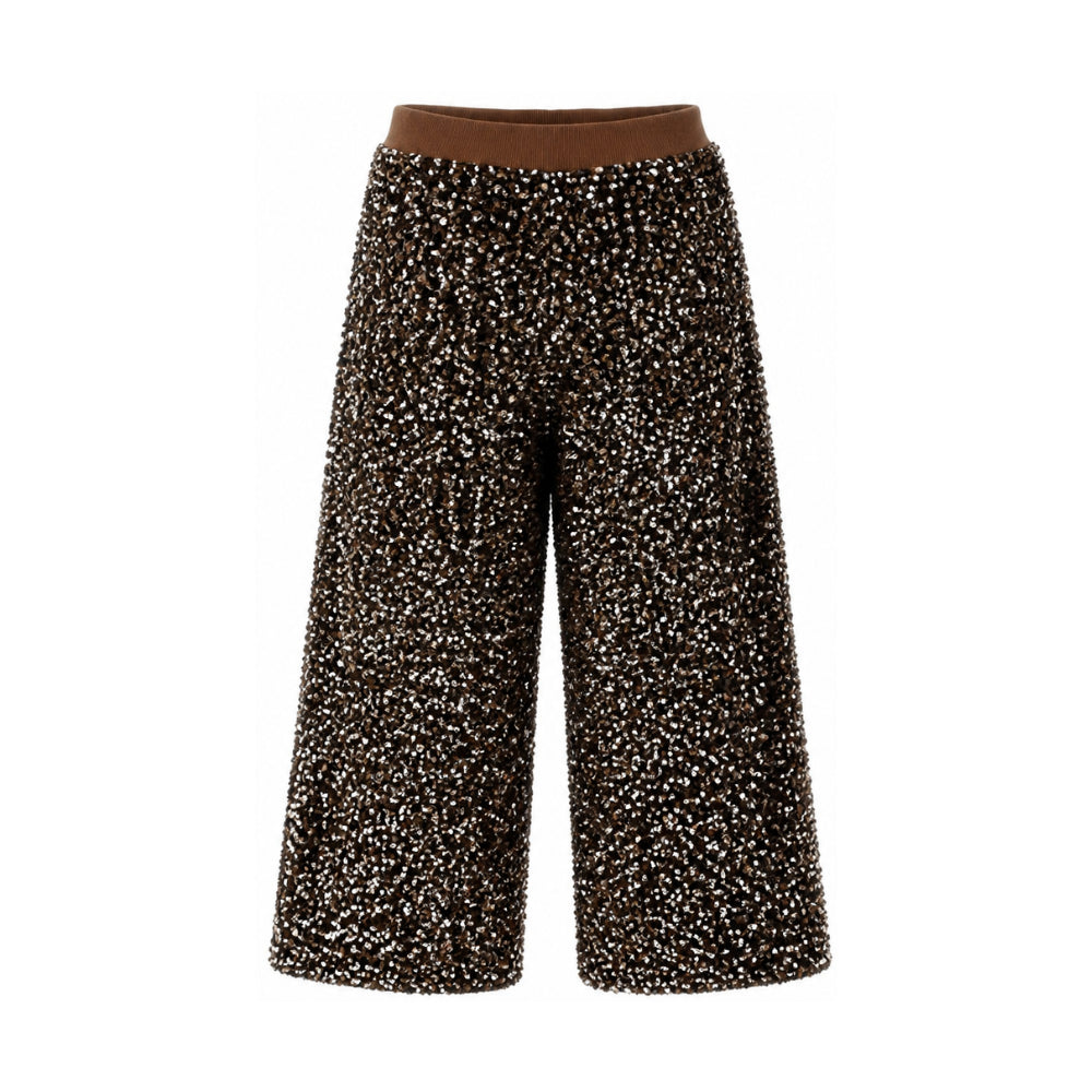 Pantaloni per bambina Monnalisa Kids marroni con decorazione con paillettes 49H404 8084 0006 MONNALISA KIDS