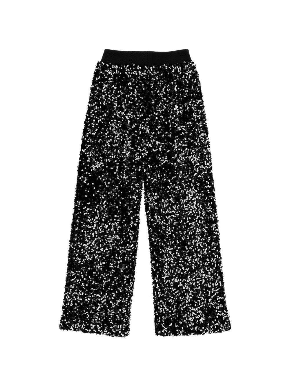 Pantaloni per bambina Monnalisa Kids neri con decorazione con paillettes 49H404 8084 0050 MONNALISA KIDS