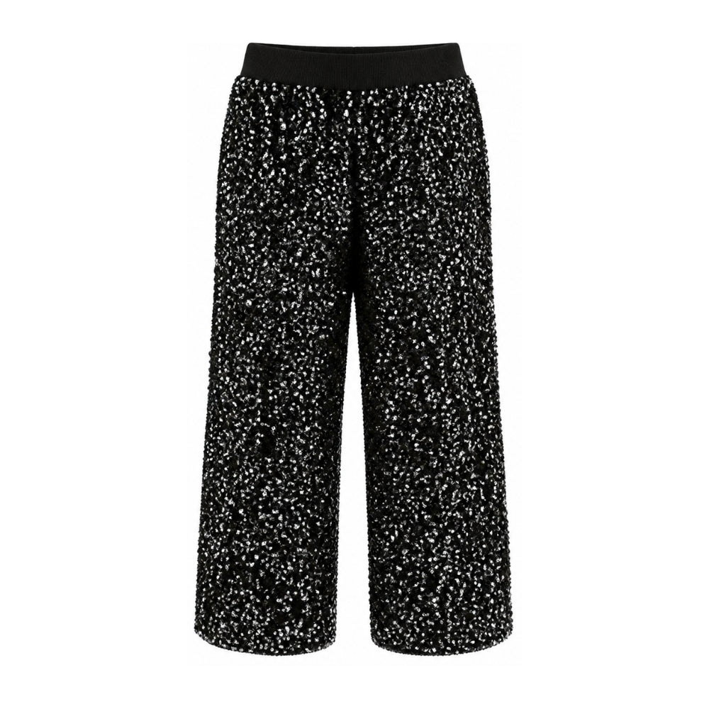 Pantaloni per bambina Monnalisa Kids neri con decorazione con paillettes 49H404 8084 0050 MONNALISA KIDS
