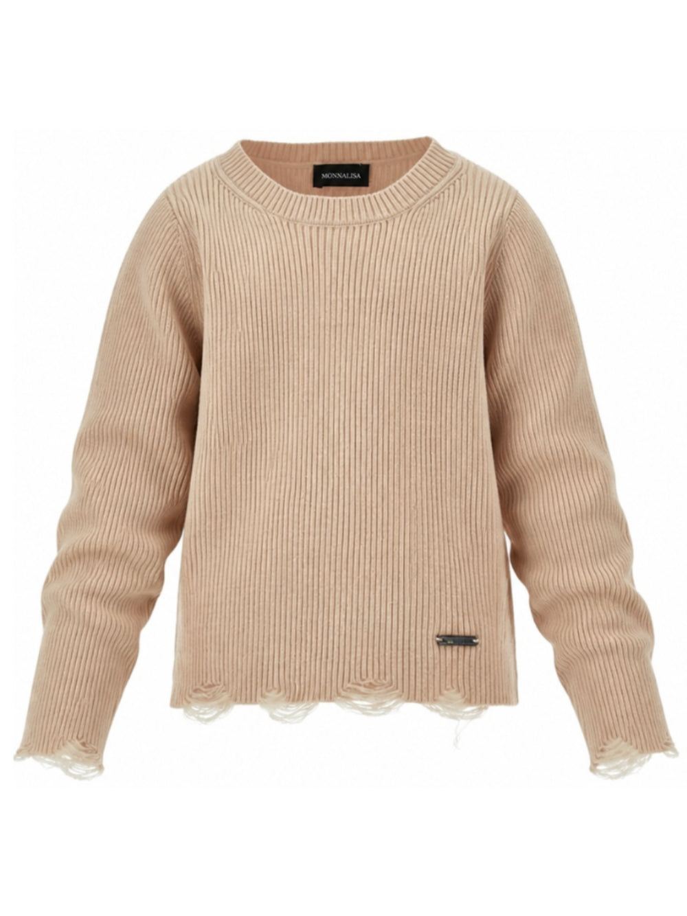 Maglione per bambina Monnalisa Kids marrone con trama a coste 49H600 8061 0003 MONNALISA KIDS