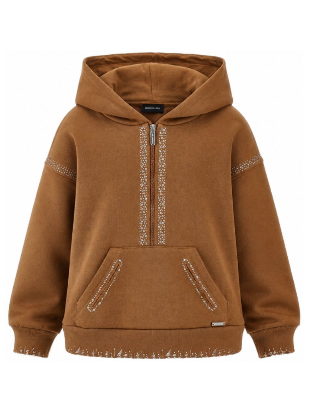 Felpa per bambina Monnalisa Kids marrone con strass 49H602 8047 0005 MONNALISA KIDS