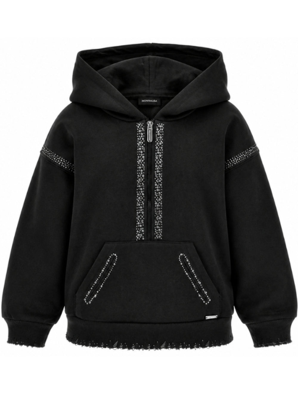 Felpa per bambina Monnalisa Kids nera con strass 49H602 8047 0050 MONNALISA KIDS