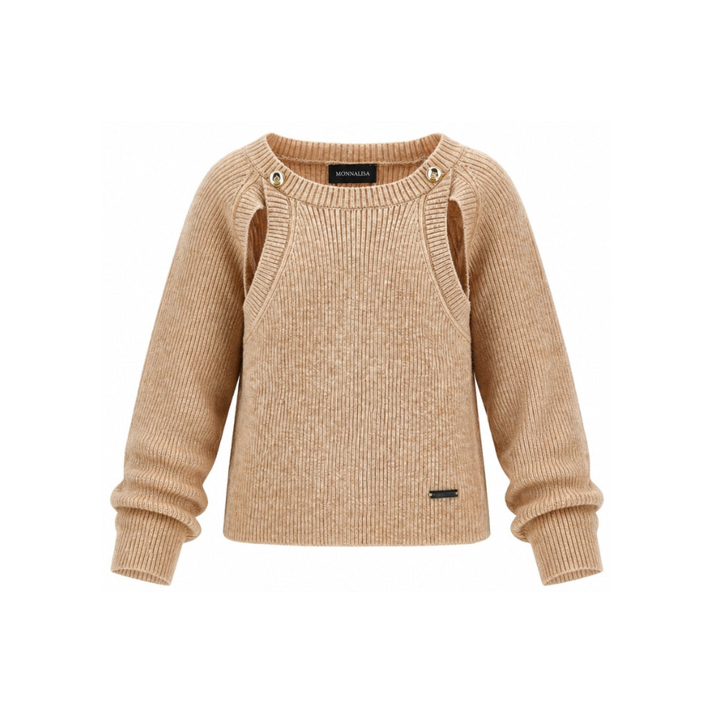 Maglione per bambina Monnalisa Kids beige con design cut-out 49H605 8061 0003 MONNALISA KIDS