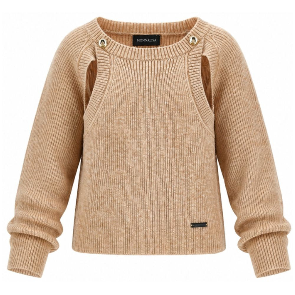 Maglione per bambina Monnalisa Kids beige con design cut-out 49H605 8061 0003 MONNALISA KIDS