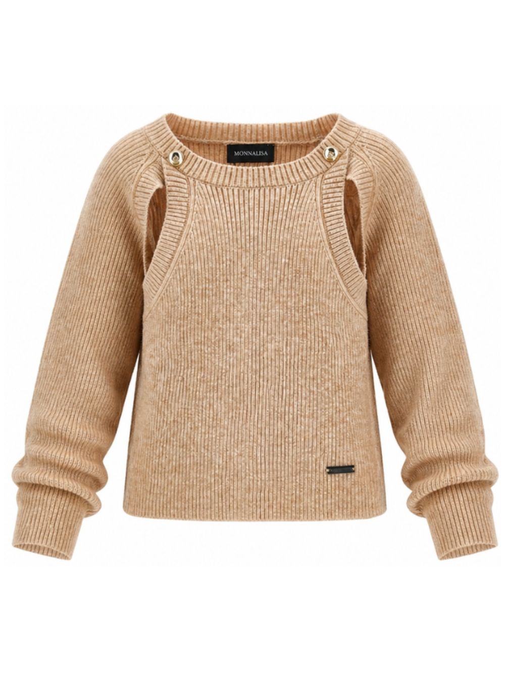 Maglione per bambina Monnalisa Kids beige con design cut-out 49H605 8061 0003 MONNALISA KIDS
