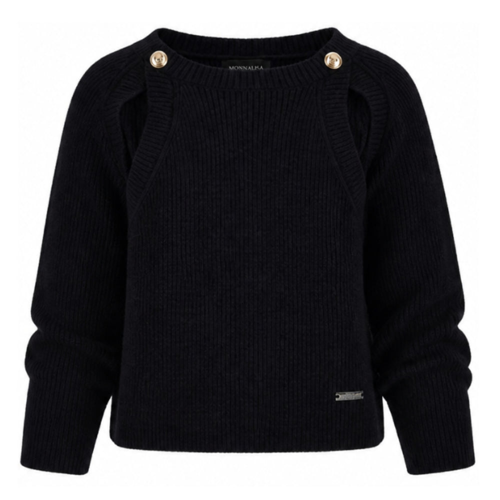 Maglione per bambina Monnalisa Kids nero con design cut-out 49H605 8061 0050 MONNALISA KIDS
