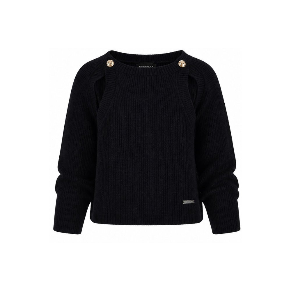Maglione per bambina Monnalisa Kids nero con design cut-out 49H605 8061 0050 MONNALISA KIDS