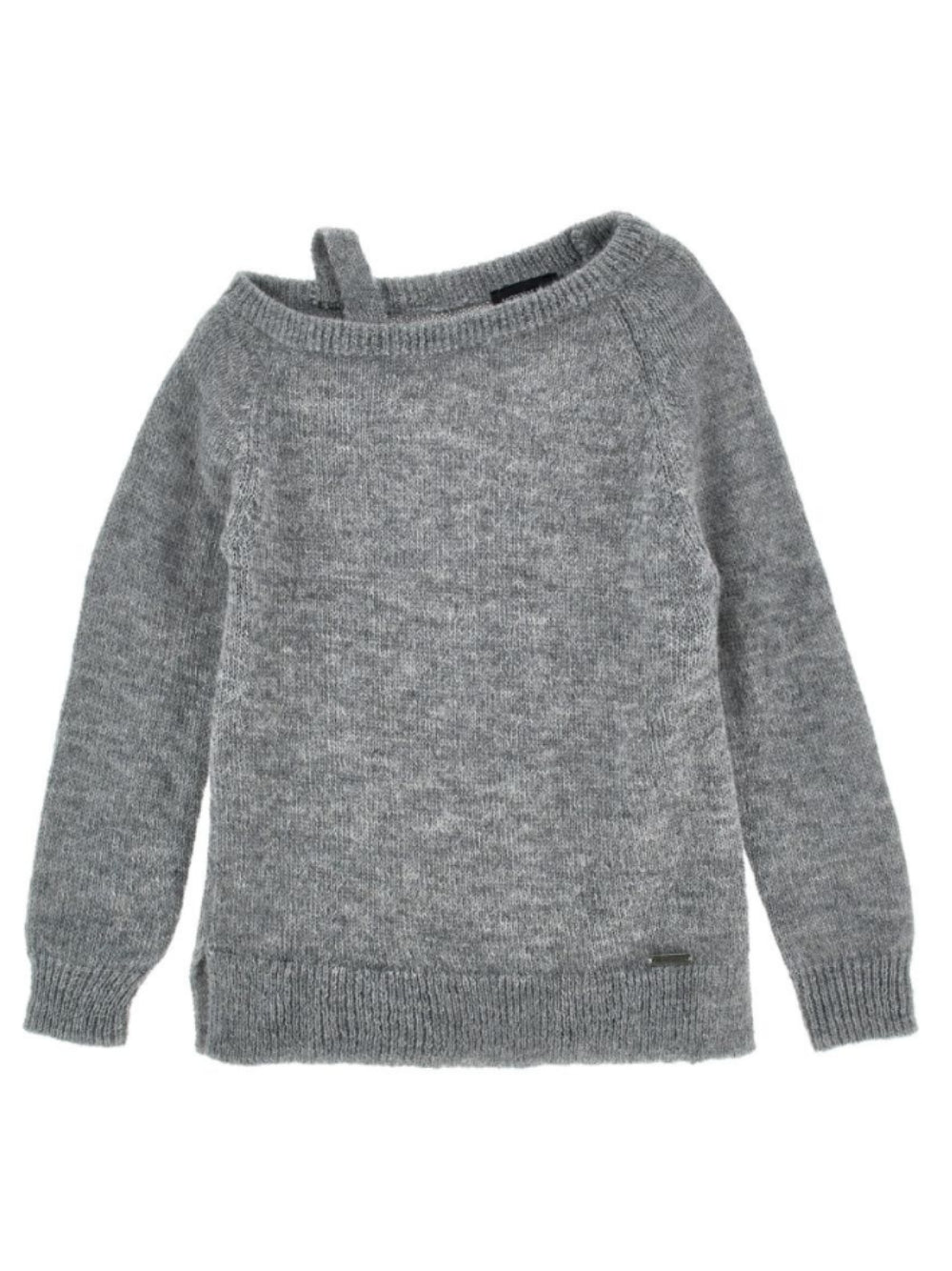 Maglione per bambina Monnalisa Kids grigio con spalla scoperta 49H606 8710 0032 MONNALISA KIDS