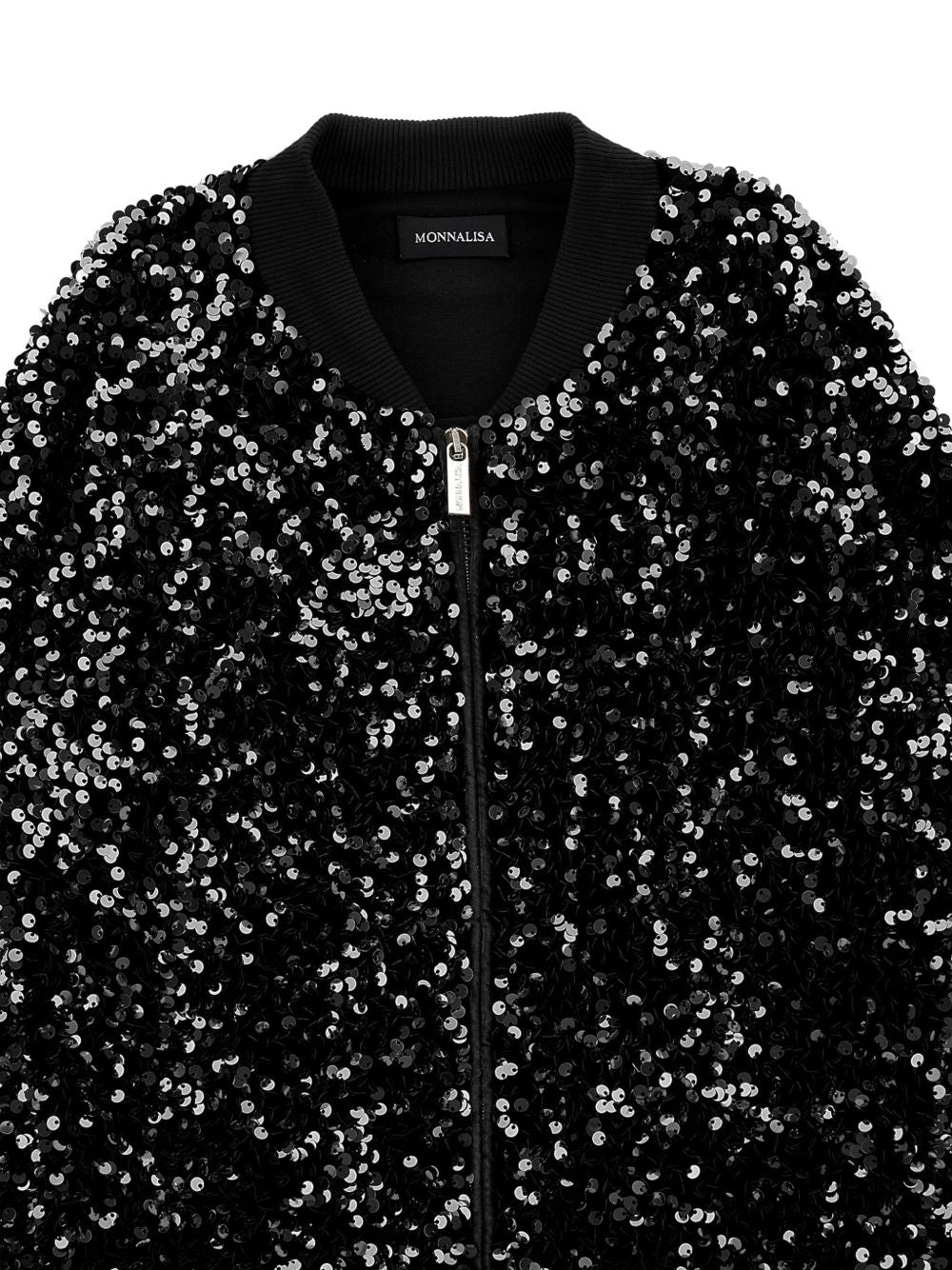 Felpa per bambina Monnalisa Kids nera con decorazione paillettes all-over 49H800 8084 0050 MONNALISA KIDS