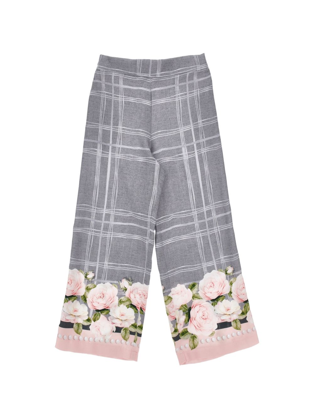Pantaloni per bambina Monnalisa Kids grigi con motivo a fiori 71H402 8674 3294 MONNALISA KIDS