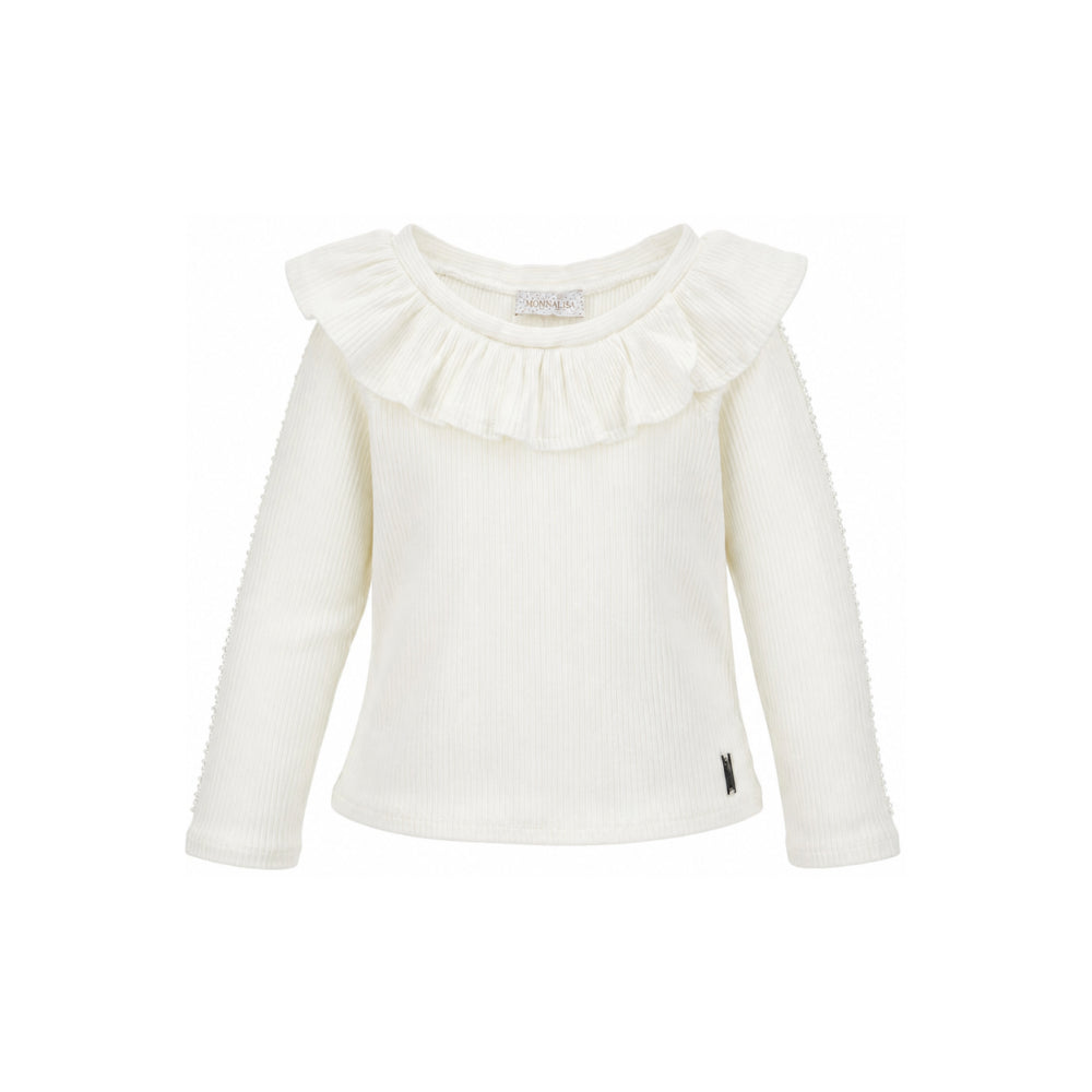 T-shirt per bambina Monnalisa Kids bianca con colletto con ruches 71H611 8214 0001 MONNALISA KIDS