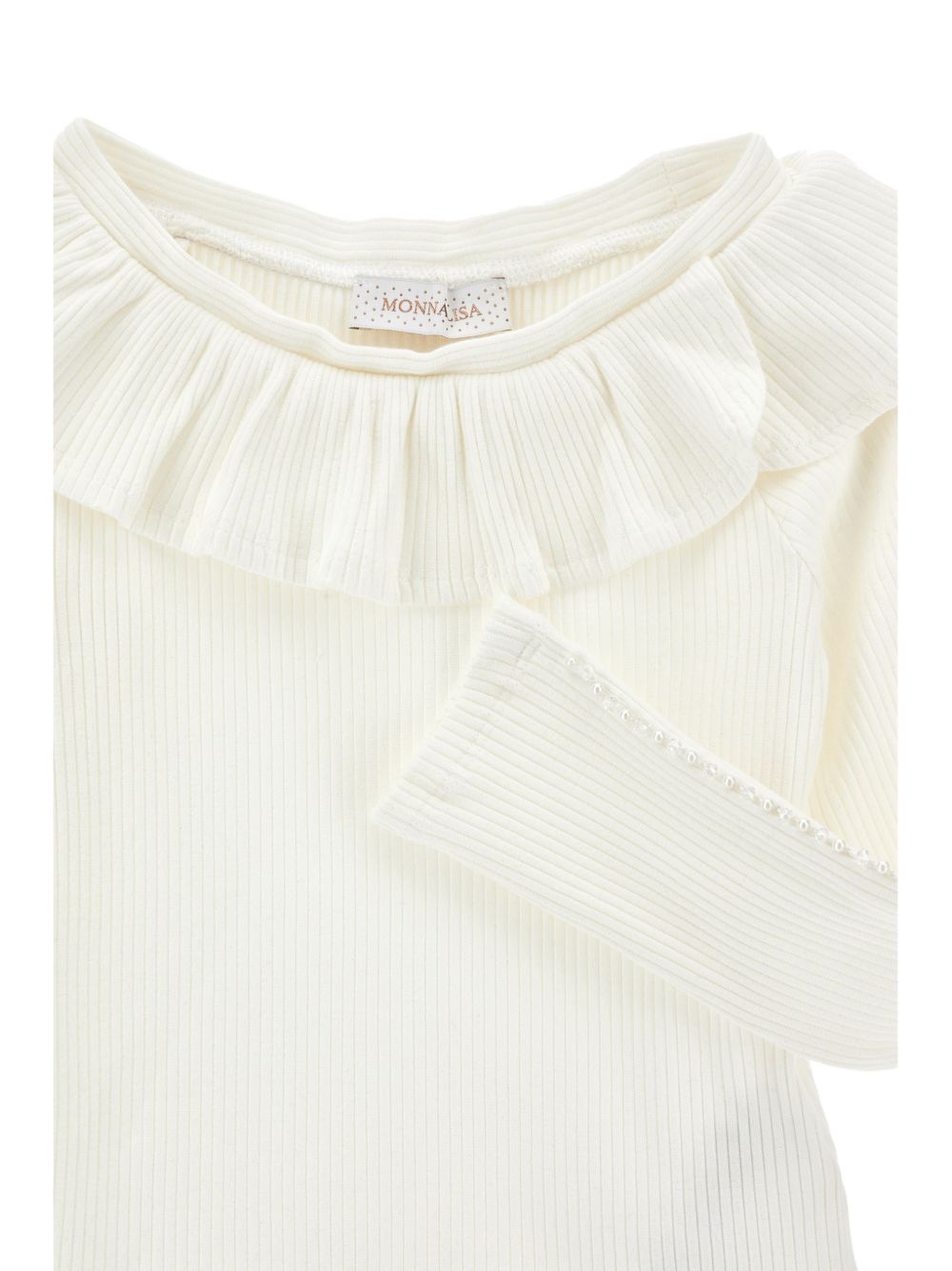 T-shirt per bambina Monnalisa Kids bianca con colletto con ruches 71H611 8214 0001 MONNALISA KIDS