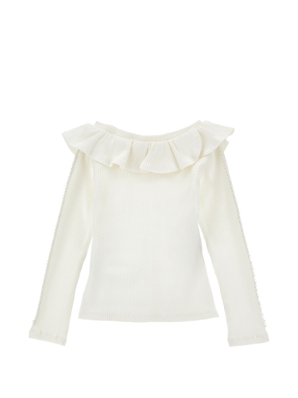 T-shirt per bambina Monnalisa Kids bianca con colletto con ruches 71H611 8214 0001 MONNALISA KIDS