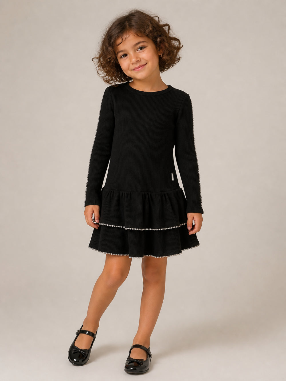 Abito per bambina Monnalisa Kids nero con decorazione 71H908 8214 0050 MONNALISA KIDS