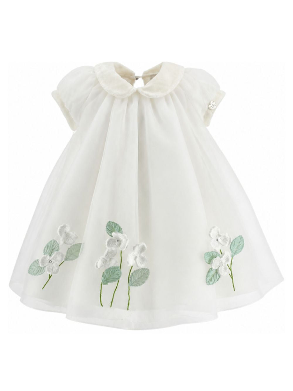 Abito per neonata Monnalisa Kids bianco in tulle con applicazione floreale 73H900 8078 0001 MONNALISA KIDS