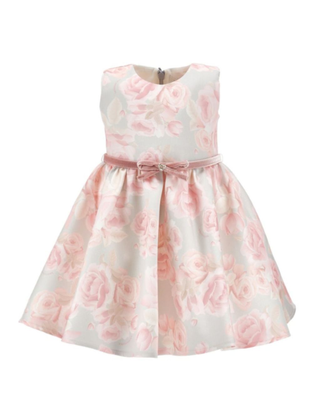 Abito per neonata Monnalisa Kids rosa a fiori con cintura 73H902 8610 3391 MONNALISA KIDS