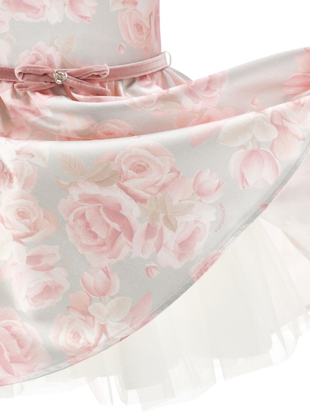 Abito per neonata Monnalisa Kids rosa a fiori con cintura 73H902 8610 3391 MONNALISA KIDS