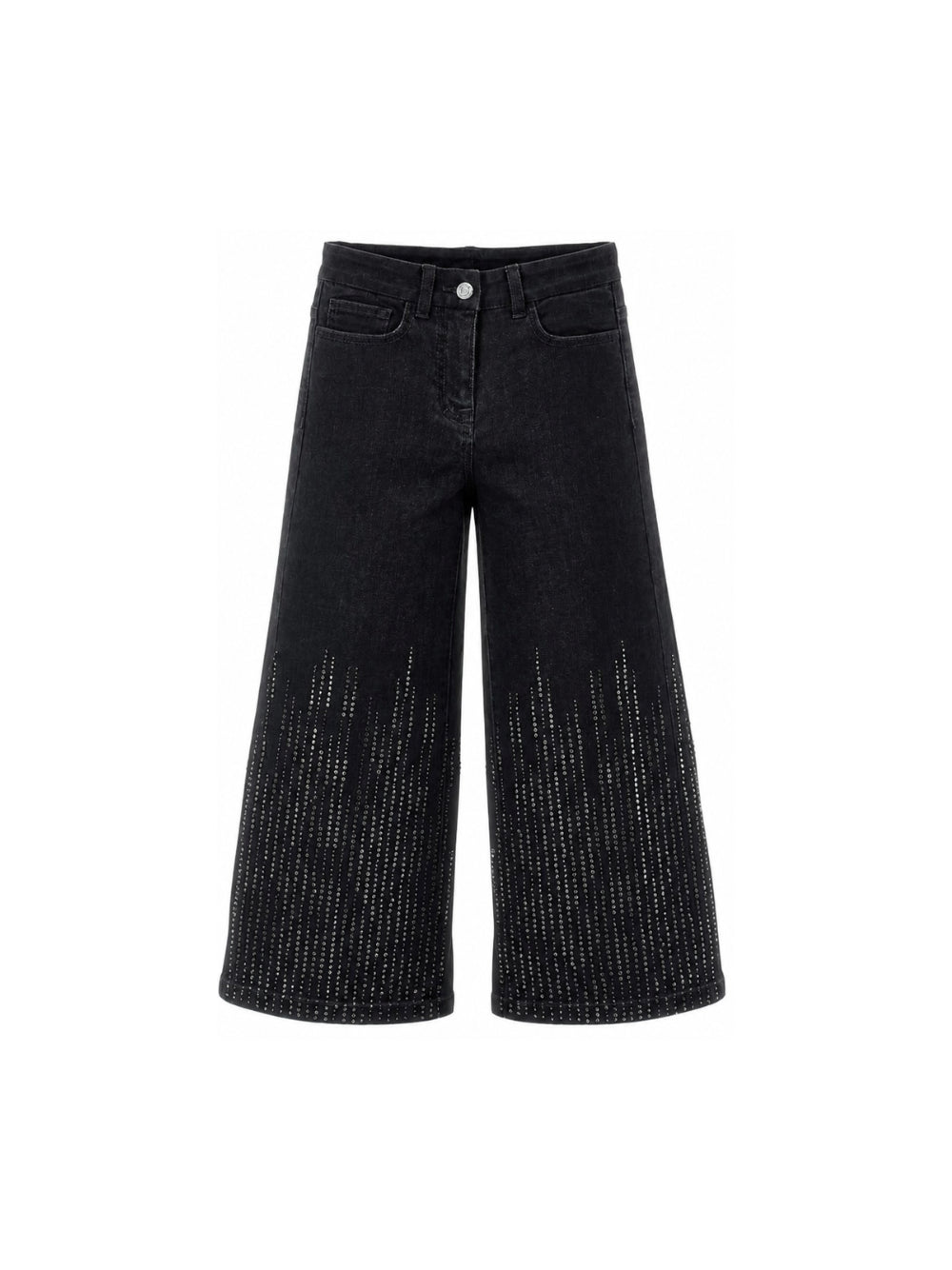 Jeans per bambina Monnalisa Kids in denim nero con decorazione con strass 79H400 8043 0031 MONNALISA KIDS