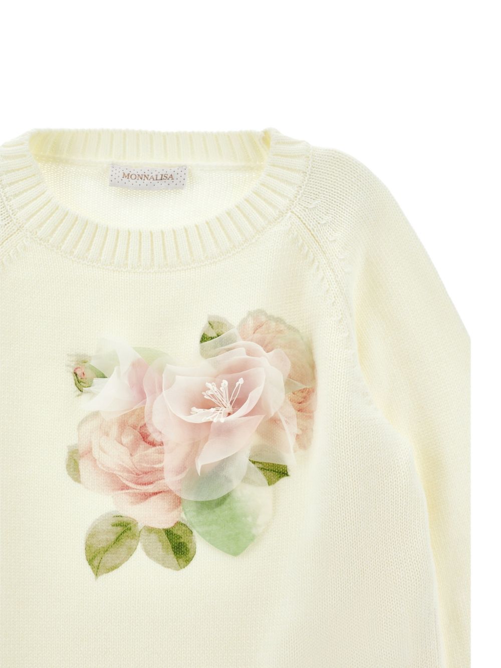 Maglione per bambina Monnalisa Kids bianco con stampa grafica floreale 79H600 8062 0001 MONNALISA KIDS