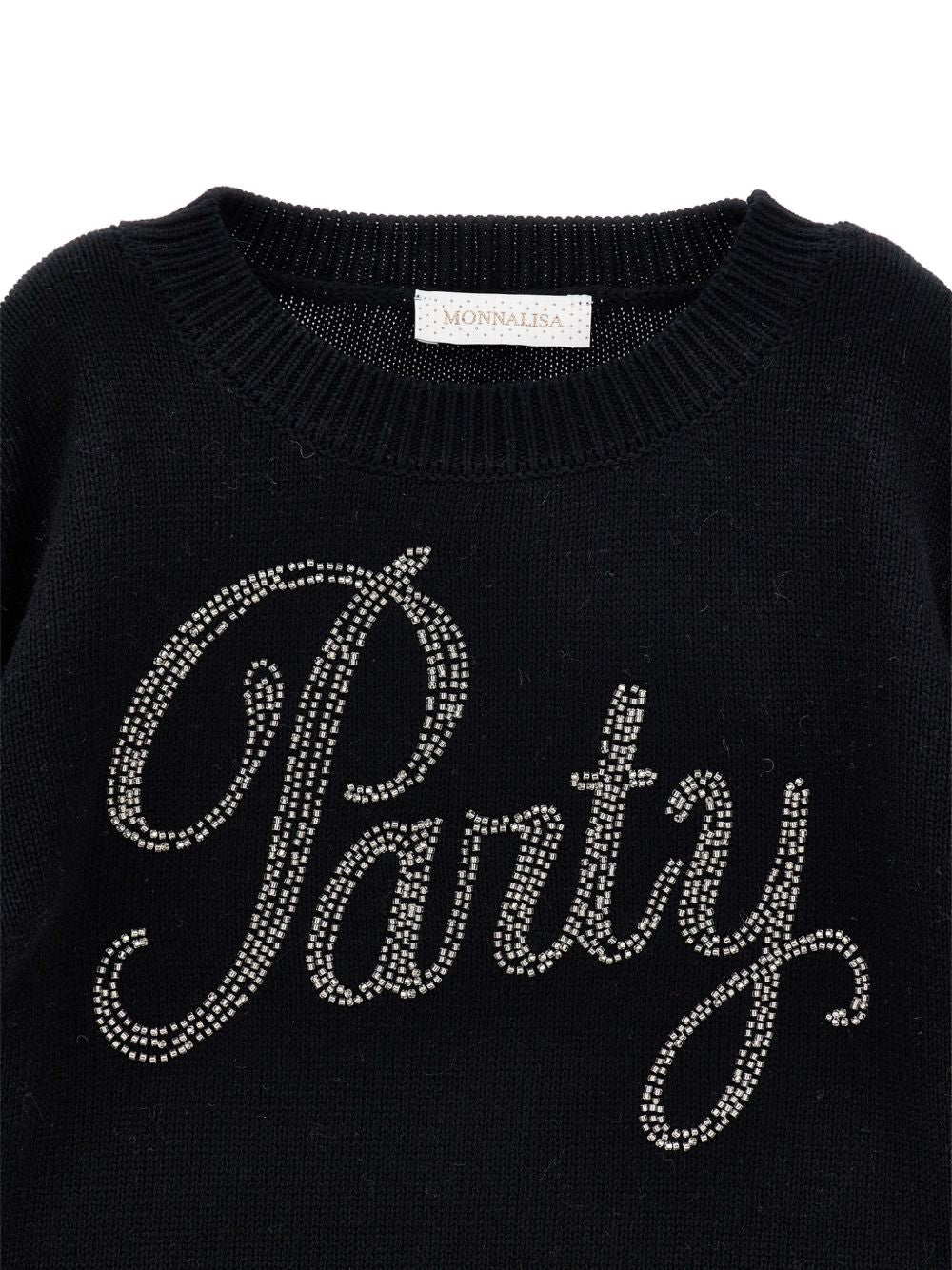 Maglione per bambina Monnalisa Kids nero con decorazione in cristalli 79H608 8060 5075 MONNALISA KIDS