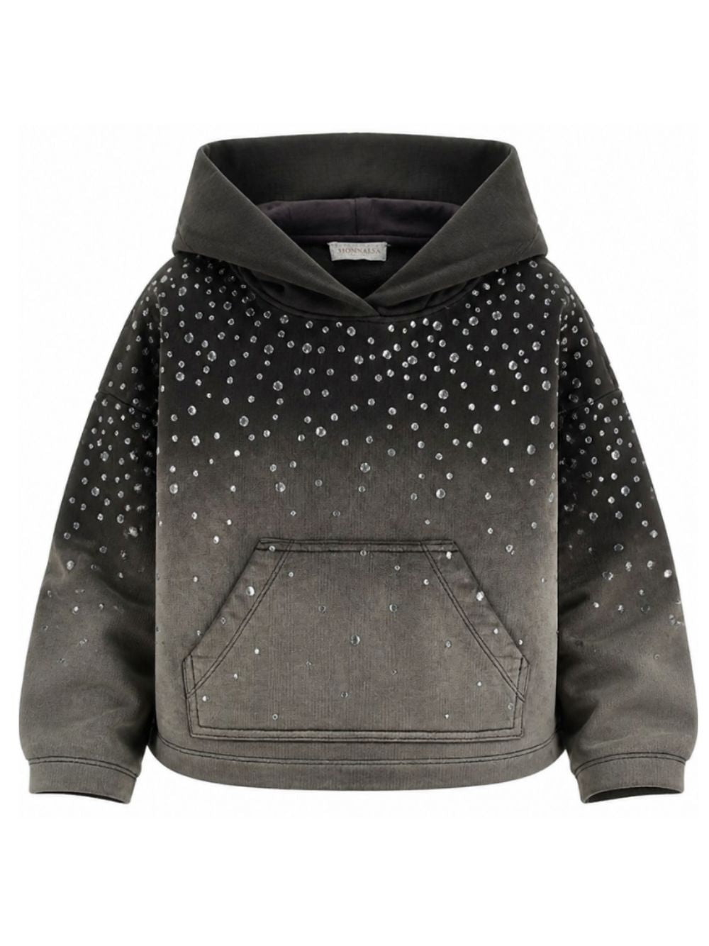 Felpa per bambina Monnalisa Kids grigia con decorazione con strass 79H609 8702 0030 MONNALISA KIDS