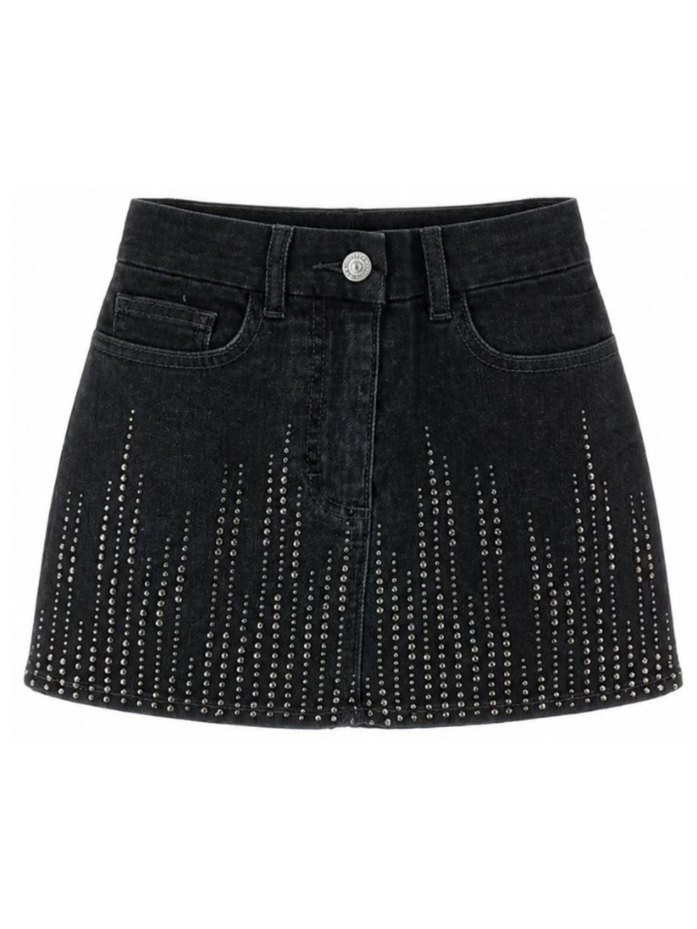 Gonna per bambina Monnalisa Kids nera con texture denim 79H701 8043 0031 MONNALISA KIDS