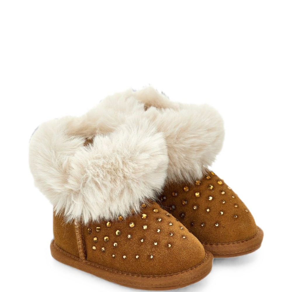 Stivali per bambina Monnalisa Kids marrone con strass 83H003 8775 0006 MONNALISA KIDS