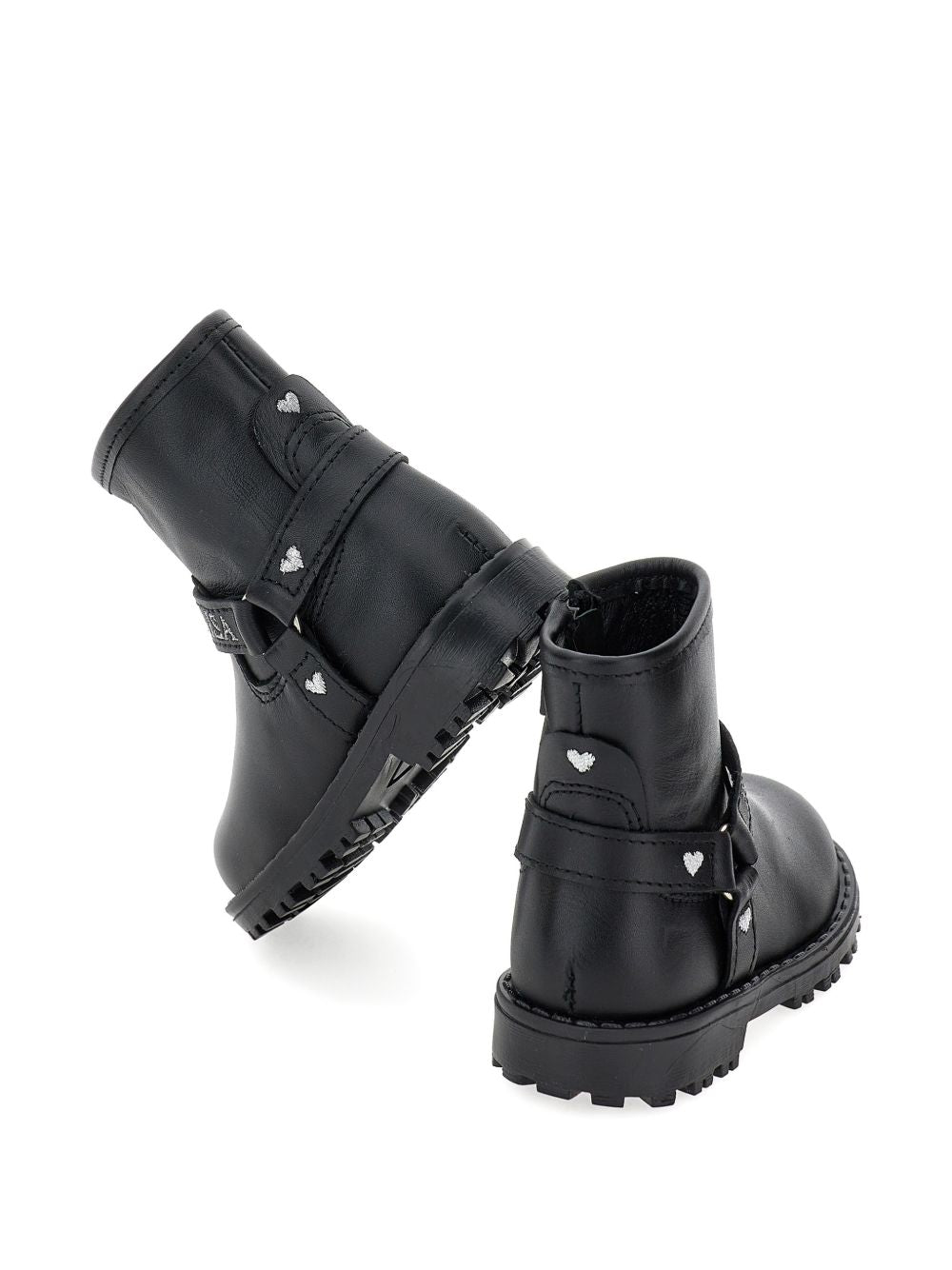 Stivali biker per bambina Monnalisa Kids neri con cinturino con logo ricamato 83H006 8782 0050 MONNALISA KIDS