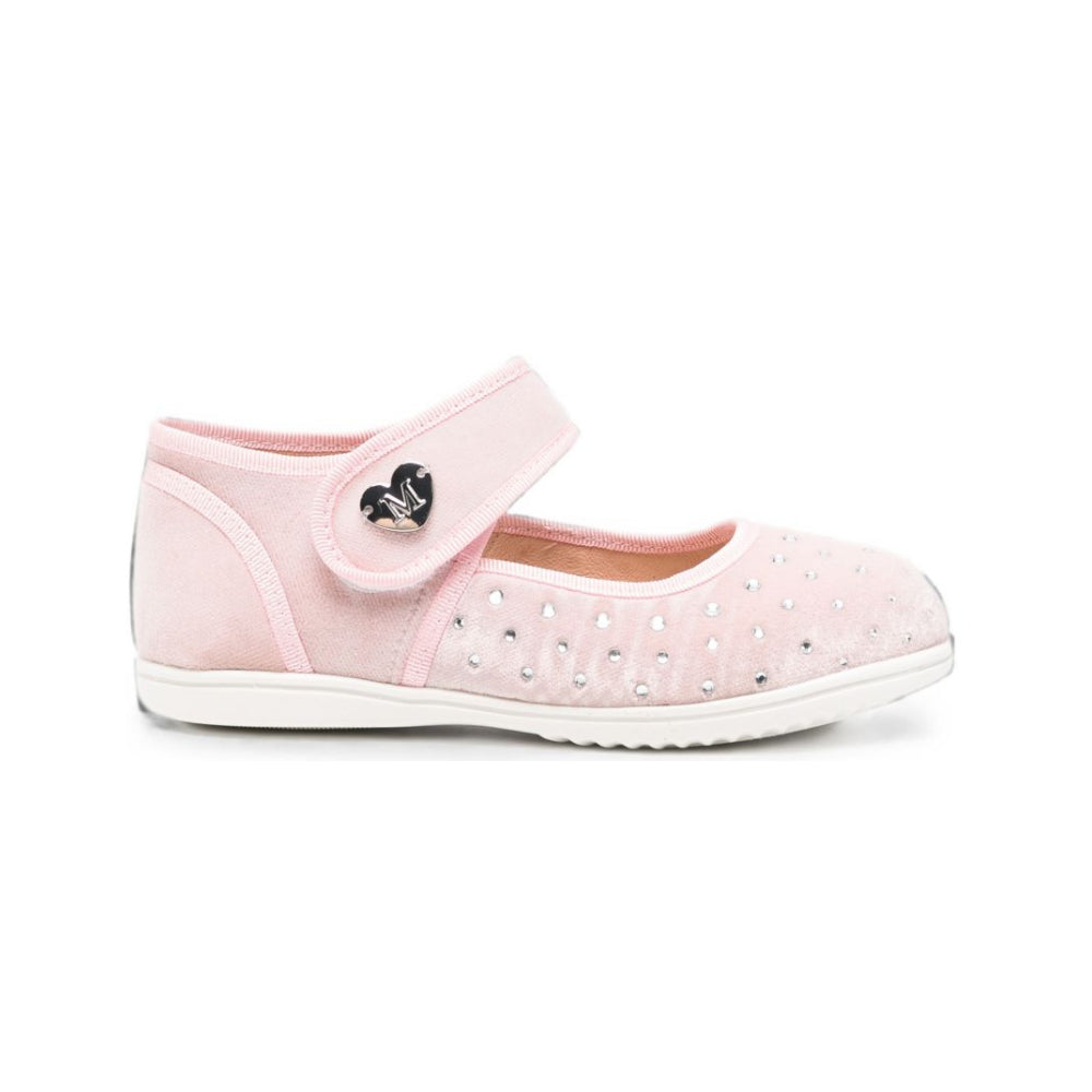 Ballerine per bambina Monnalisa Kids rosa con placca con logo 83H010 8788 094F MONNALISA KIDS