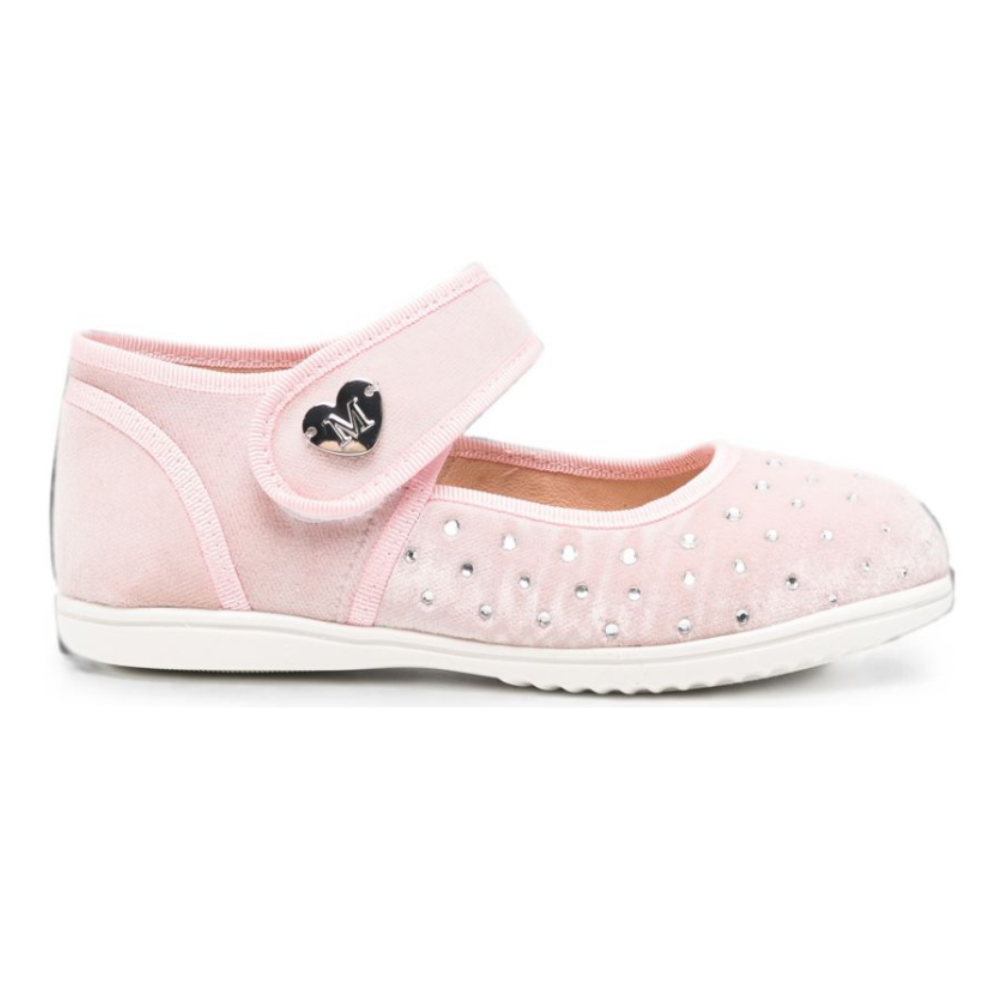 Ballerine per bambina Monnalisa Kids rosa con placca con logo 83H010 8788 094F MONNALISA KIDS