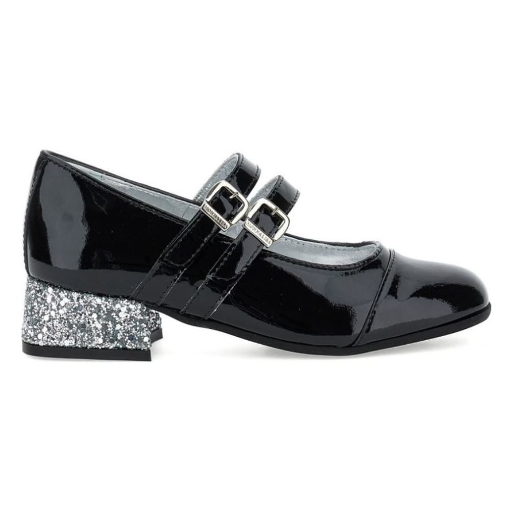 Ballerine per bambina Monnalisa Kids nere con tacco largo con glitter 87H000 8770 0050 MONNALISA KIDS