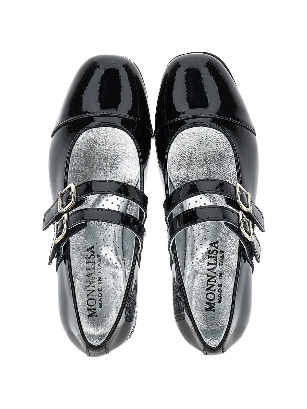 Ballerine per bambina Monnalisa Kids nere con tacco largo con glitter 87H000 8770 0050 MONNALISA KIDS