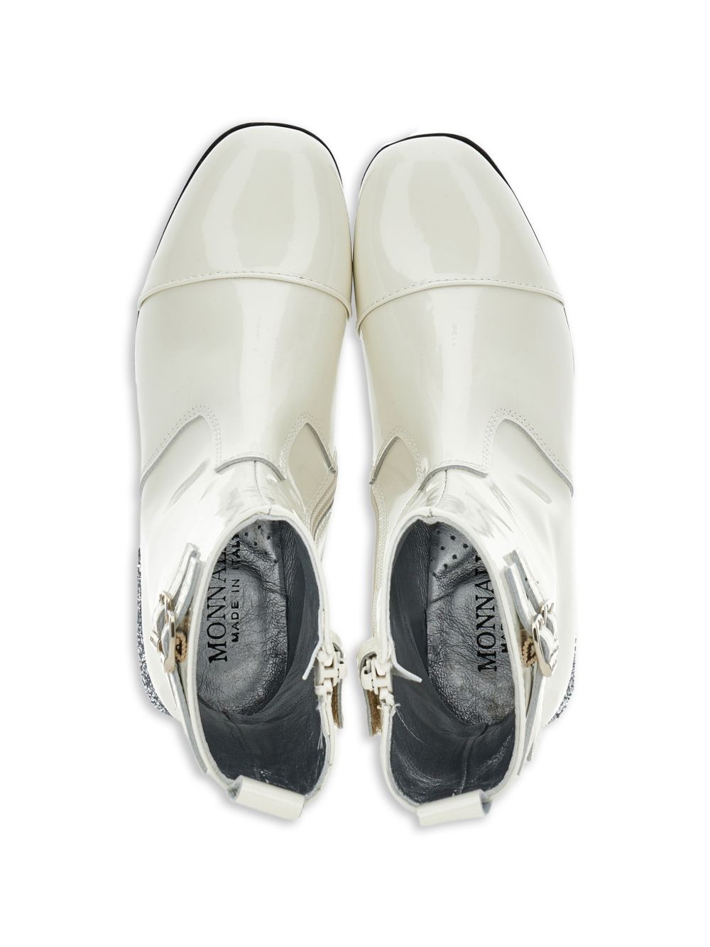 Stivaletti per bambina Monnalisa Kids bianchi con tacco largo con glitter 87H001 8770 0001 MONNALISA KIDS