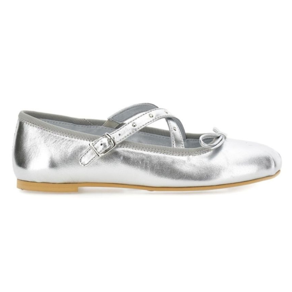 Ballerine per bambina Monnalisa Kids argento con dettaglio con fiocco 87H003 8785 0075 MONNALISA KIDS