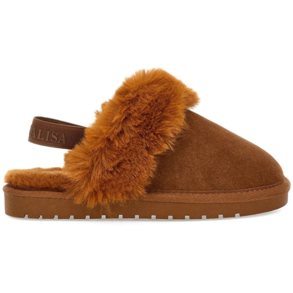 Slippers per bambina Monnalisa Kids marorni con bordo in finta pelliccia 8CH004 8772 0006 MONNALISA KIDS