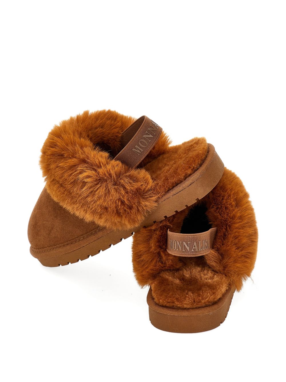 Slippers per bambina Monnalisa Kids marorni con bordo in finta pelliccia 8CH004 8772 0006 MONNALISA KIDS