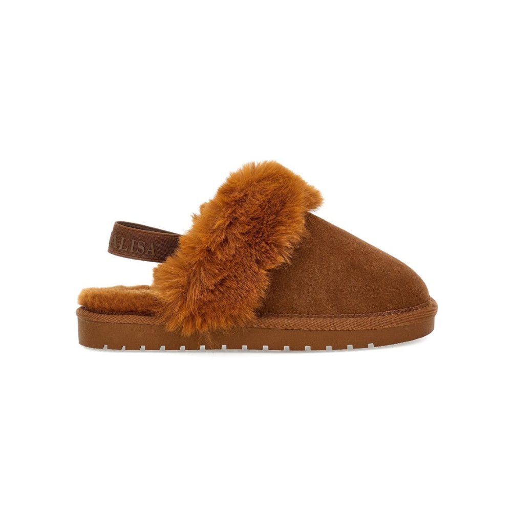 Slippers per bambina Monnalisa Kids marorni con bordo in finta pelliccia 8CH004 8772 0006 MONNALISA KIDS